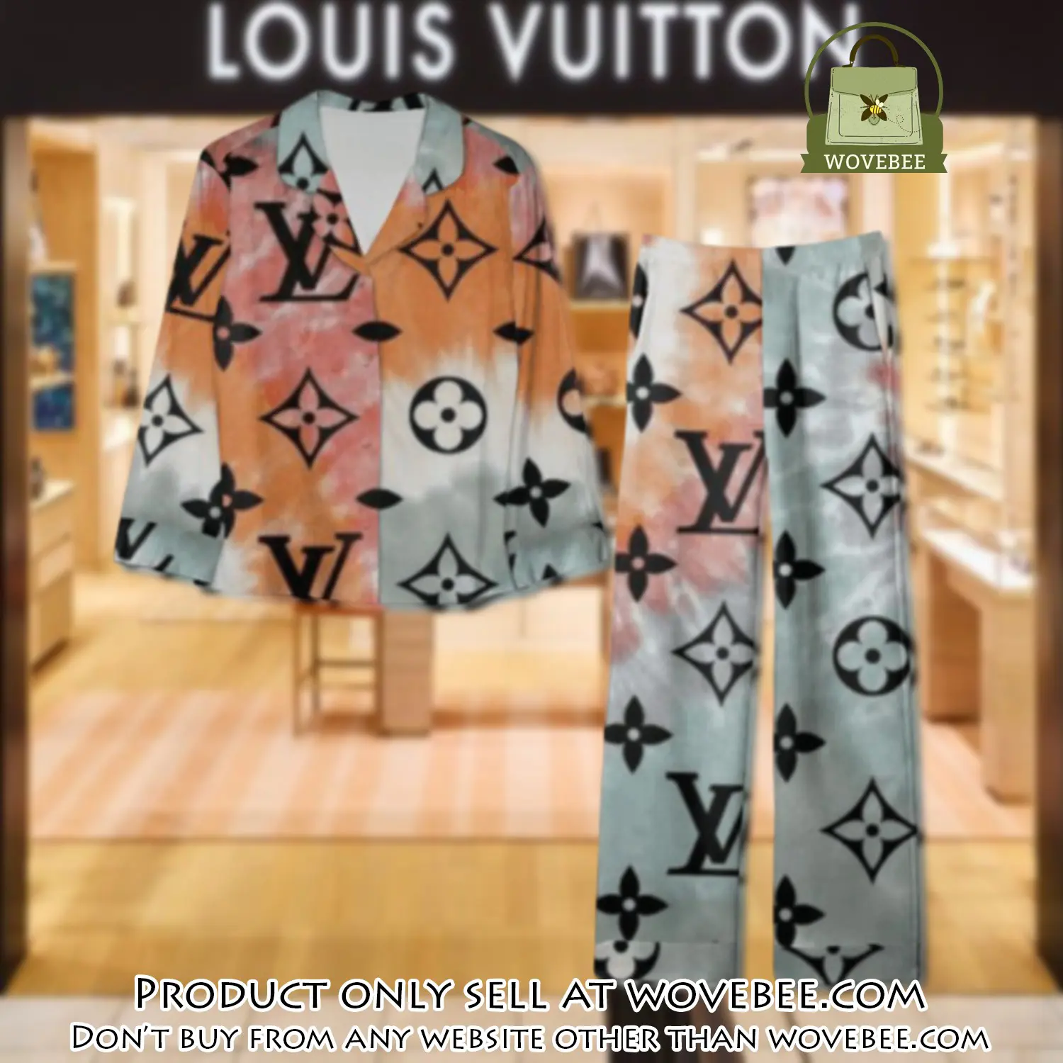 Trending luxury lv satin pajama set pjs1078 wvb1344455